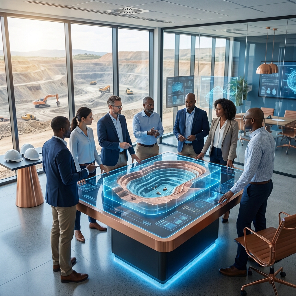 Equipo de consultores mineros planificando